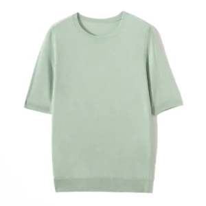 RONGYI-15-Cashmere-85-Silk-Women-s-Round-Neck-Pullover-Short-Sleeve-Spring-And-Summer-Thin-1